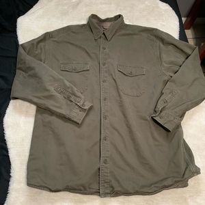 Eddie Bauer Men's Coat 2XLT XXLT Olive Green Shirtjac Shacket Flannel Lined